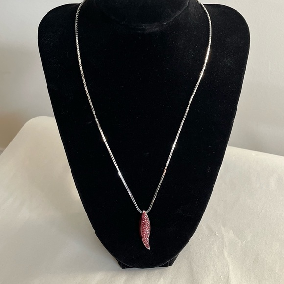 Swarovski Red Crystal Enamel Silver Tone Box Style Chain Pendant Necklace EUC - Picture 11 of 15